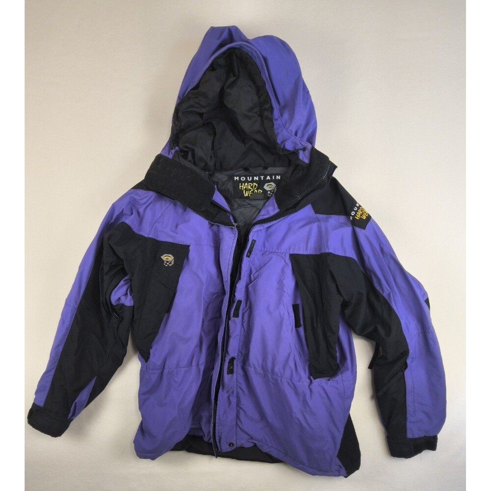 Mountain Hardwear Jacket Womens Sz 8 Purple Black Conduit Hooded Waterproof Coat